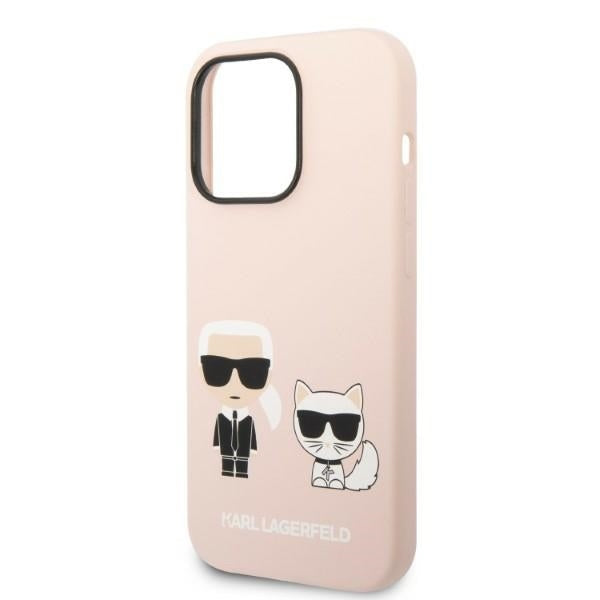 MagSafe Hülle für Apple iPhone 14 Pro Max, Karl Lagerfeld, Silikonkörper Karl & Choupette, Rosa
