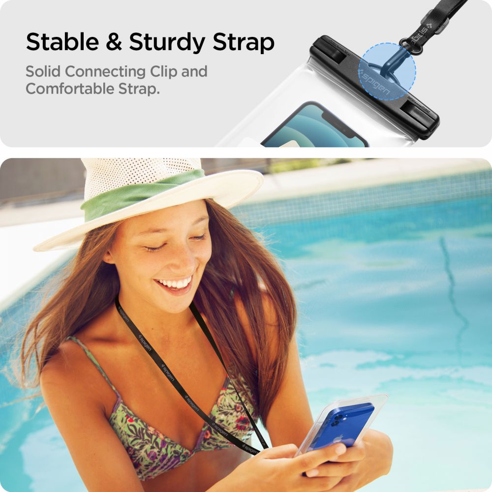 Custodia Universale Waterproof per Telefono max. 3.5inch - 7inch, Spigen, A601, Set 2 pezzi, Trasparente AMP03098