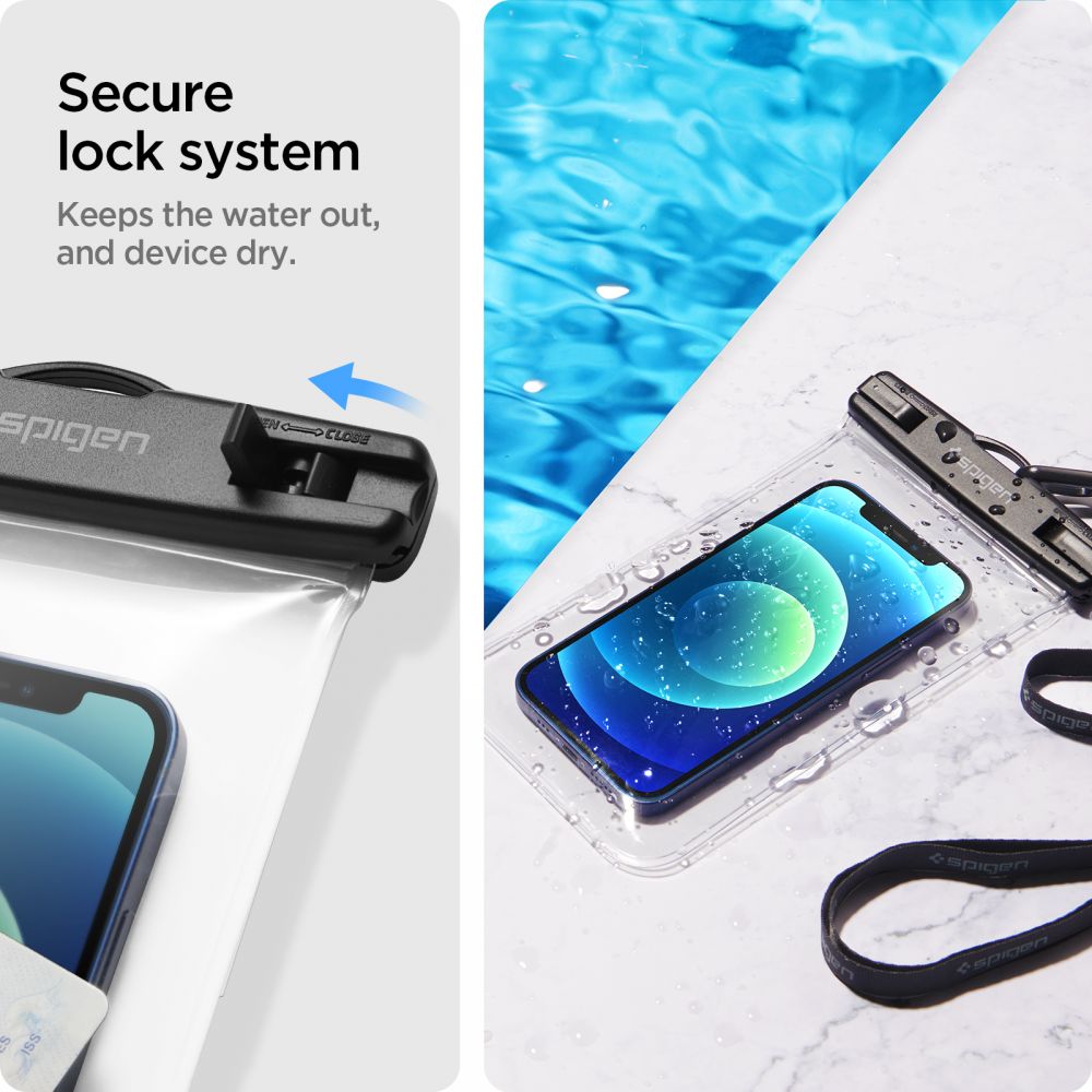 Custodia Universale Waterproof per Telefono max. 3.5inch - 7inch, Spigen, A601, Set 2 pezzi, Trasparente AMP03098