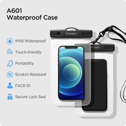 Custodia Universale Waterproof per Telefono max. 3.5inch - 7inch, Spigen, A601, Set 2 pezzi, Trasparente AMP03098