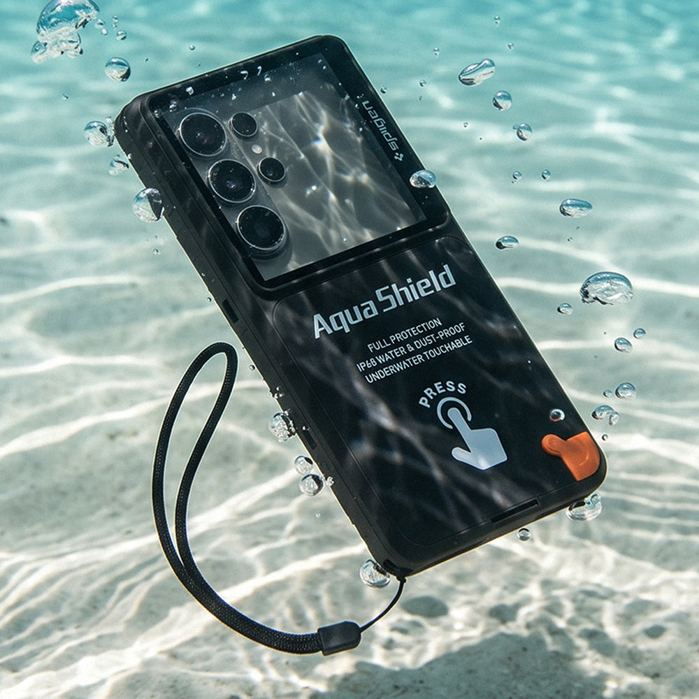 Custodia Universale Waterproof Spigen per Telefono max. 6,9 pollici, Aqua Shield A604, Nera ACS11675