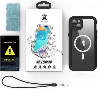 Wasserdichte MagSafe-Hülle für Apple iPhone 15 Plus, ShellBox, Schwarz