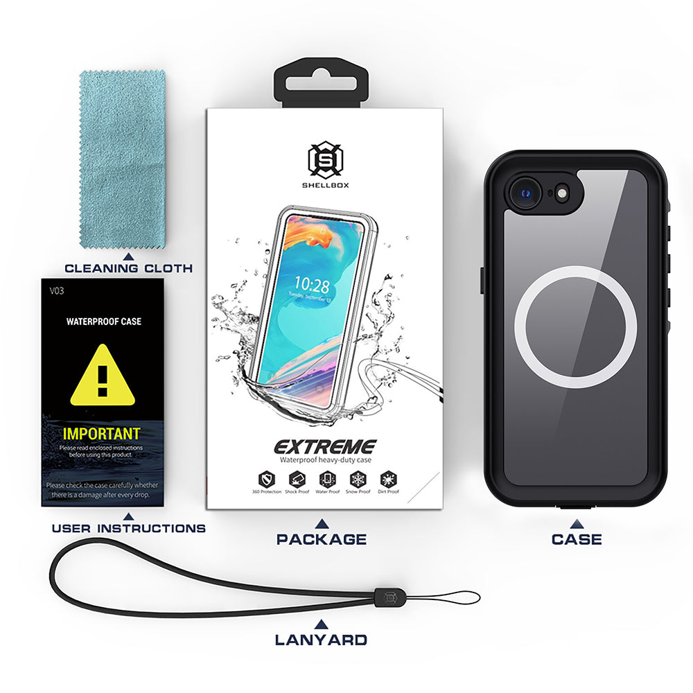 Custodia MagSafe Waterproof per Apple iPhone 17e / 16e, Techsuit, Shellbox, Nera