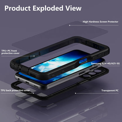 Coque Waterproof pour Samsung Galaxy A25 A256, ShellBox, Noire