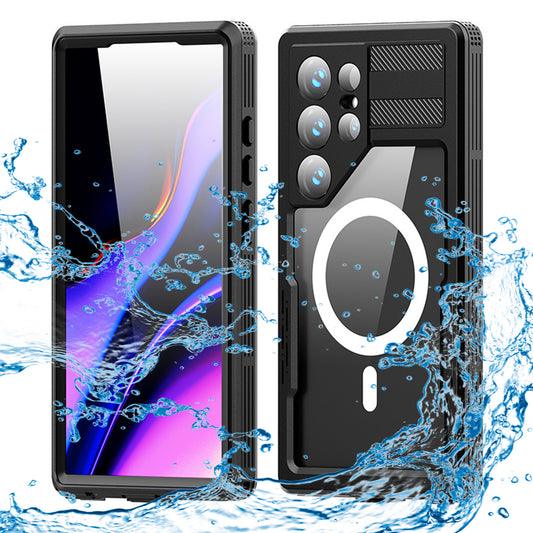 Coque Waterproof pour Samsung Galaxy S24 Ultra S928, ShellBox, Noire