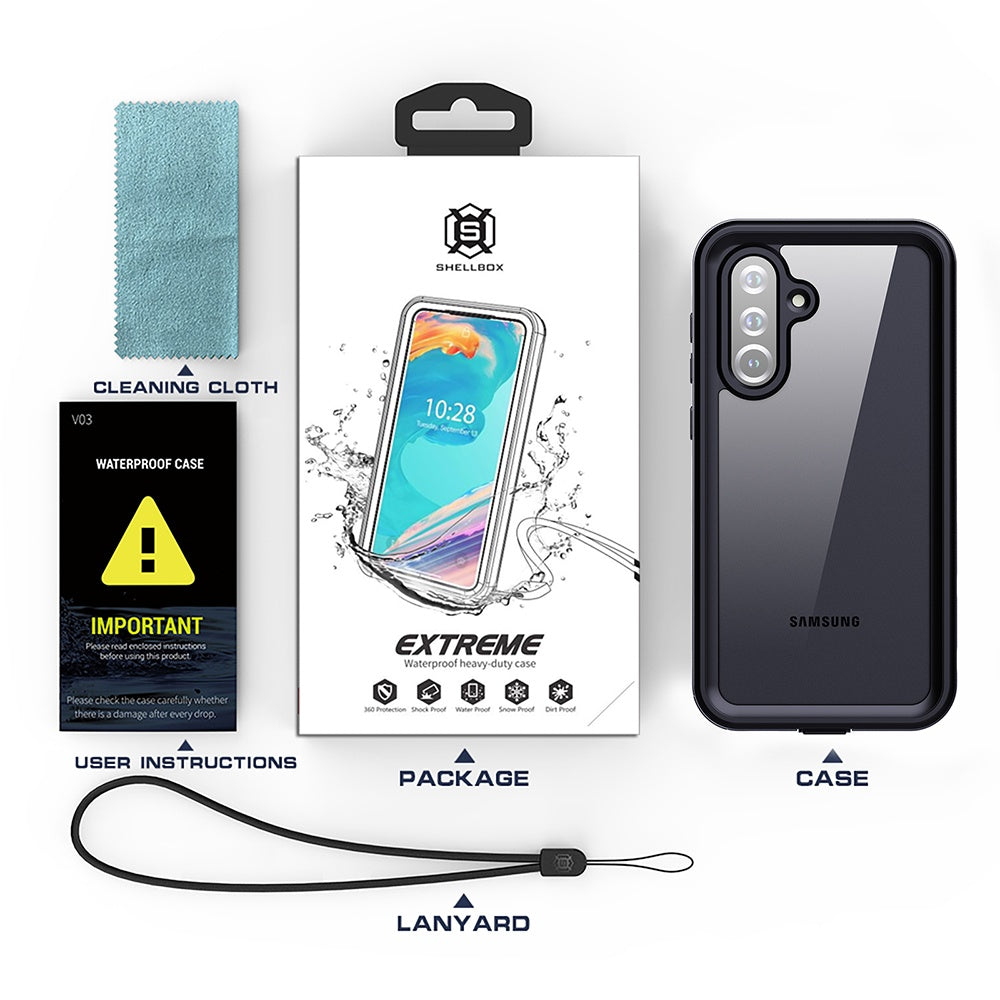Custodia Waterproof per Samsung Galaxy S25 S931, ShellBox, Nera