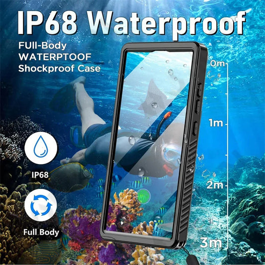 Coque Waterproof pour Samsung Galaxy S25 Ultra S938, ShellBox, Noire