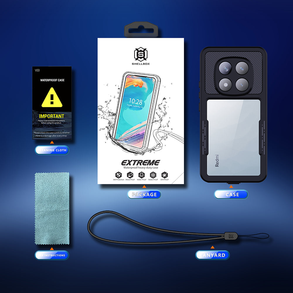 Custodia Waterproof per Xiaomi Poco X7 / Redmi Note 14 Pro 5G, ShellBox, Nera