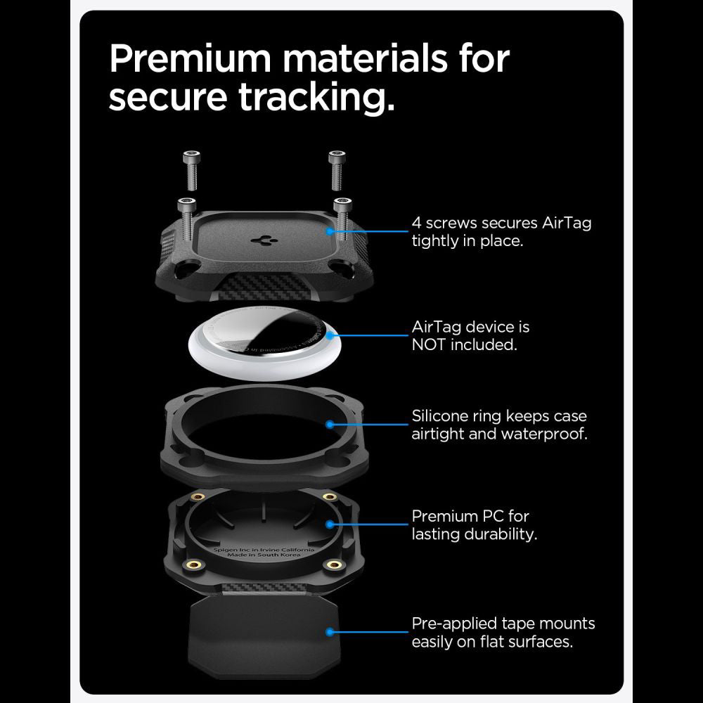 Coque Waterproof Spigen Tough Armor pour Apple AirTag, Noire ACS09781