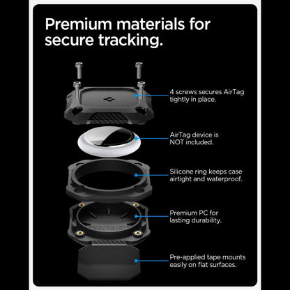 Coque Waterproof Spigen Tough Armor pour Apple AirTag, Noire ACS09781