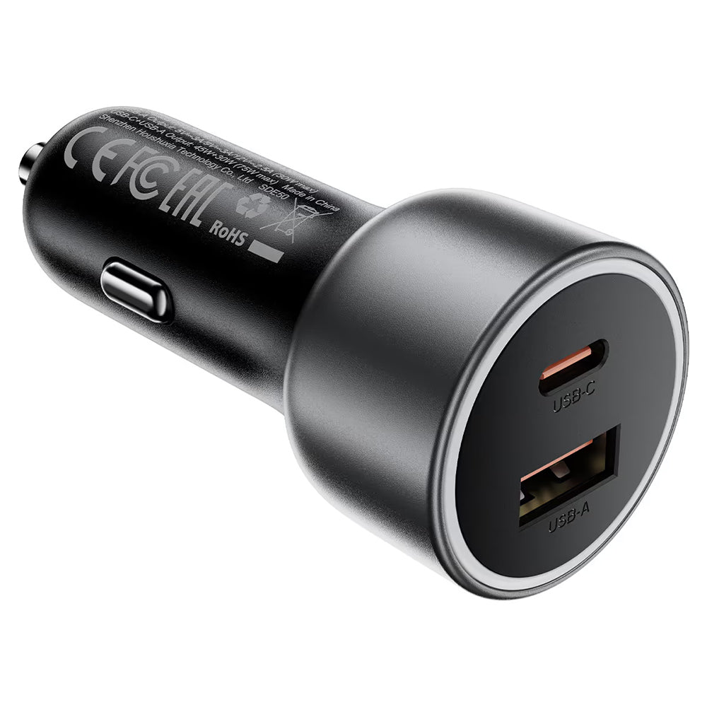 Acefast Auto-Ladegerät B21, 75W, 3A, 1 x USB-A - 1 x USB-C, Grau