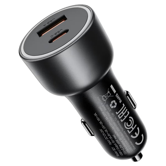 Acefast Auto-Ladegerät B21, 75W, 3A, 1 x USB-A - 1 x USB-C, Grau
