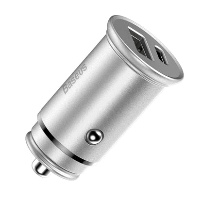 Auto-Ladegerät Baseus Circular Metal, 30W, 5A, 1 x USB-A - 1 x USB-C, Grau