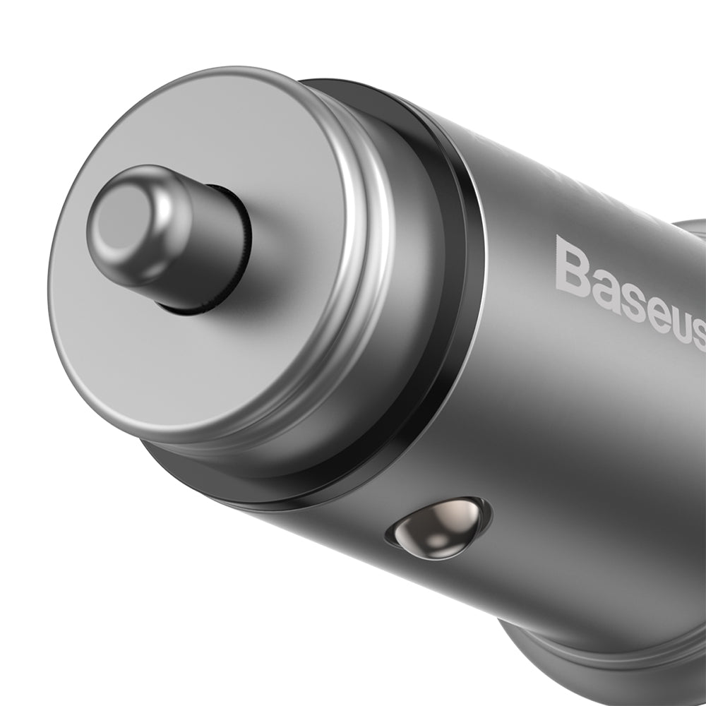 Auto-Ladegerät Baseus Circular Metal, 30W, 5A, 1 x USB-A - 1 x USB-C, Grau