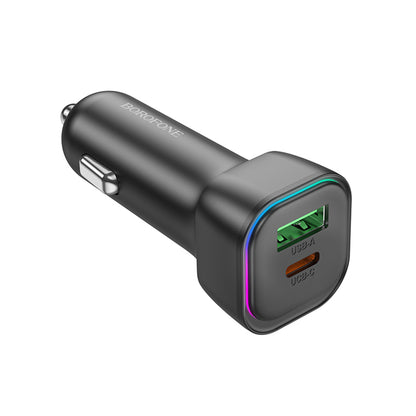 Auto-Ladegerät Borofone BZ28A Trophie, 30W, 3A, 1 x USB-A - 1 x USB-C, Schwarz
