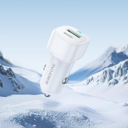 Auto-Ladegerät Borofone BZ34B Cloud, 20W, 3A, 1 x USB-A - 1 x USB-C, Weiß