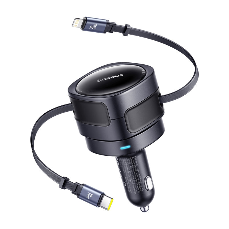 Caricabatterie Auto Con Cavo USB-C / Lightning Baseus Enjoyment Max, 60W, 3A, Nero C00035507121-00