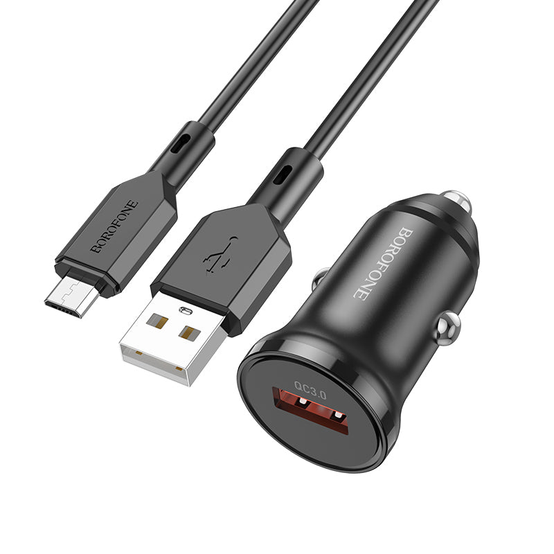 Auto-Ladegerät mit microUSB-Kabel Borofone BZ18, 18W, 3A, 1 x USB-A, Schwarz