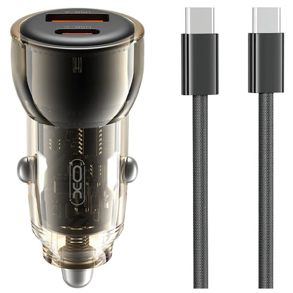 Car Charger with USB-C Cable XO Design CC60, 60W, 3A, 1 x USB-A - 1 x USB-C, Black