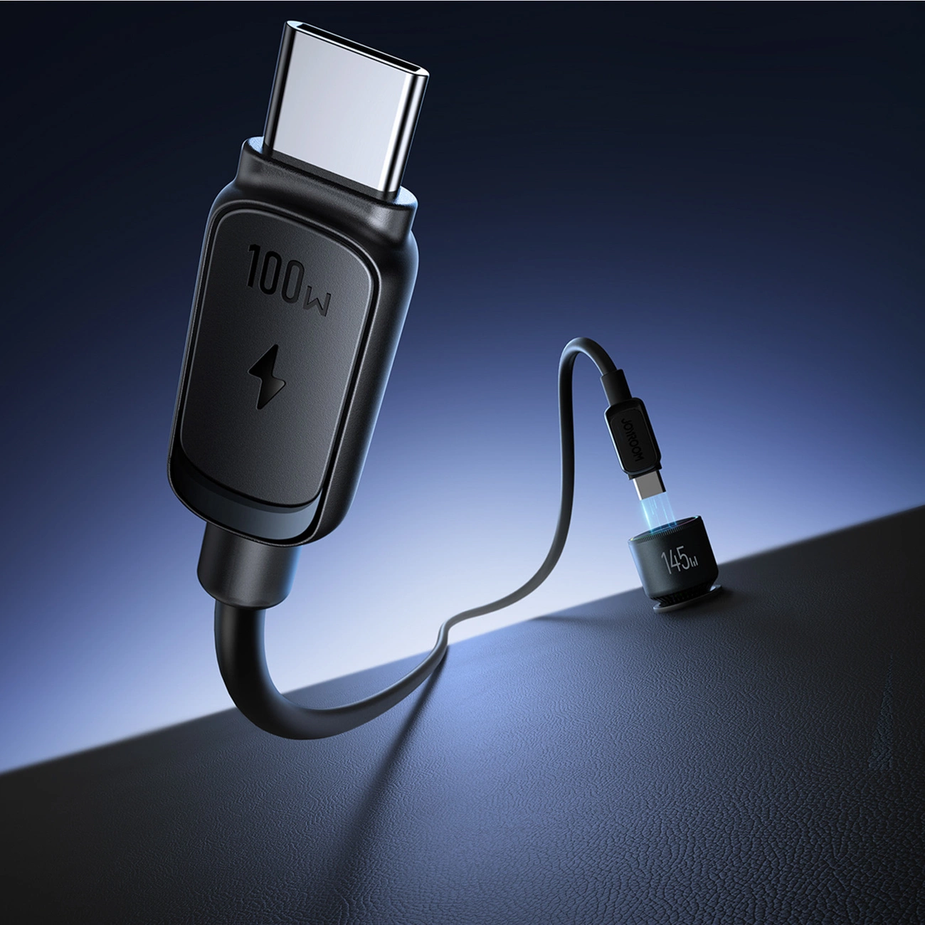 Chargeur de voiture avec câble USB-C Joyroom JR-CCN07, 145W, 5A, 1 x USB-A - 2 x USB-C, Gris