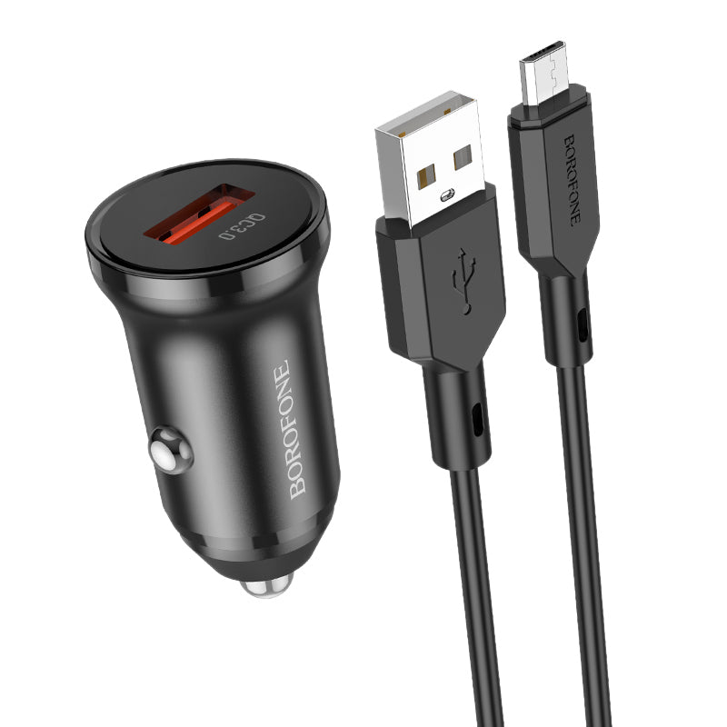 Auto-Ladegerät mit microUSB-Kabel Borofone BZ18, 18W, 3A, 1 x USB-A, Schwarz