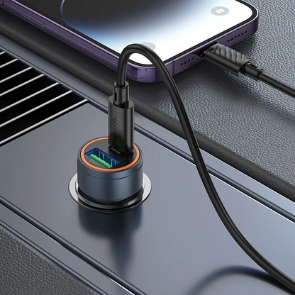 Caricabatterie Auto Con Cavo Lightning HOCO Z57A, 30W, 3A, 1 x USB-A - 1 x USB-C, Grigio