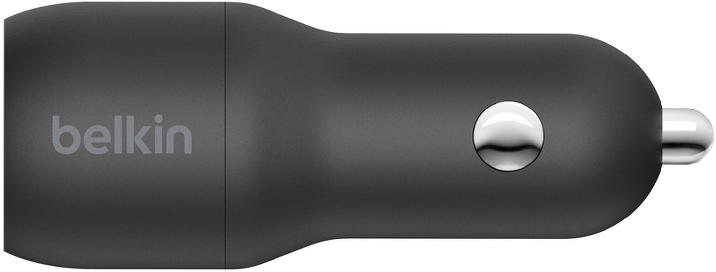 Chargeur Auto Avec Câble Lightning Belkin BoostCharge Dual, 24W, 2.4A, 2 x USB-A, Noir CCD001bt1MBK