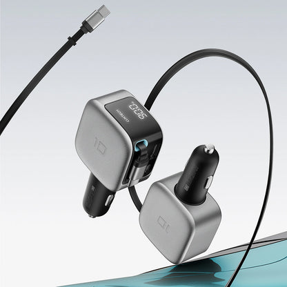 Caricatore Auto Con Cavo USB-C Cuktech CC903P Display, 100W, 5A, 1 x USB-A - 1 x USB-C, Grigio