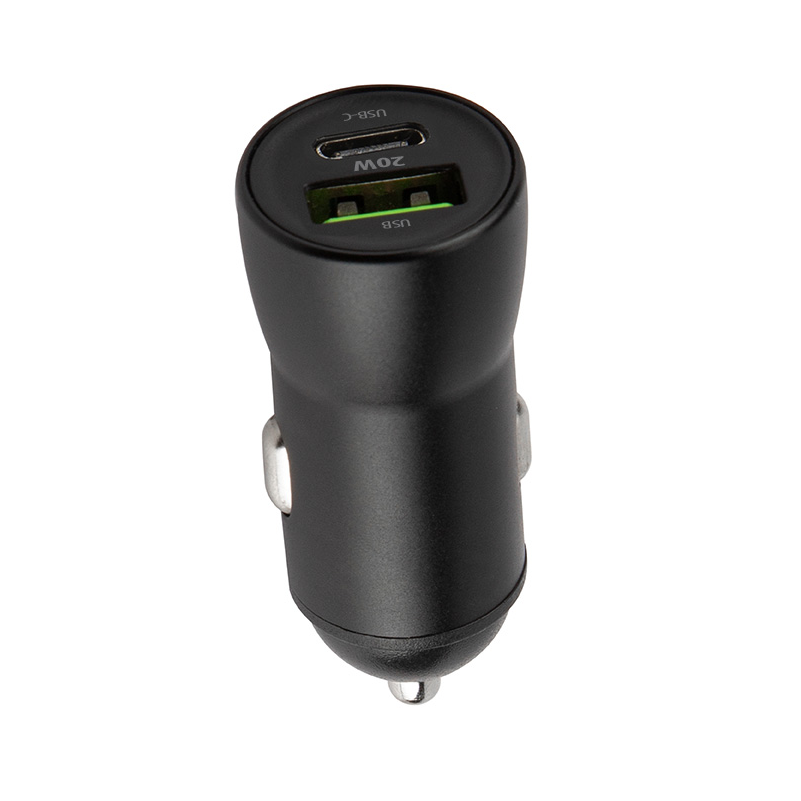 KFZ-Ladegerät mit Lightning-Kabel MaXlife MXCC-04, 20W, 3A, 1 x USB-A - 1 x USB-C, Schwarz