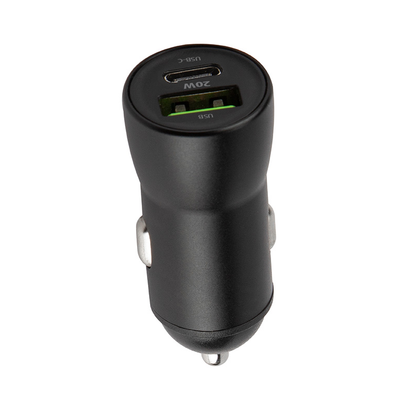 KFZ-Ladegerät mit Lightning-Kabel MaXlife MXCC-04, 20W, 3A, 1 x USB-A - 1 x USB-C, Schwarz