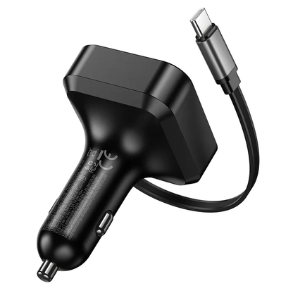 Caricabatterie Auto Con Cavo USB-C HOCO NZ18, 65W, 3A, 1 x USB-A - 1 x USB-C, Nero