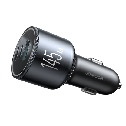 Chargeur de voiture avec câble USB-C Joyroom JR-CCN07, 145W, 5A, 1 x USB-A - 2 x USB-C, Gris
