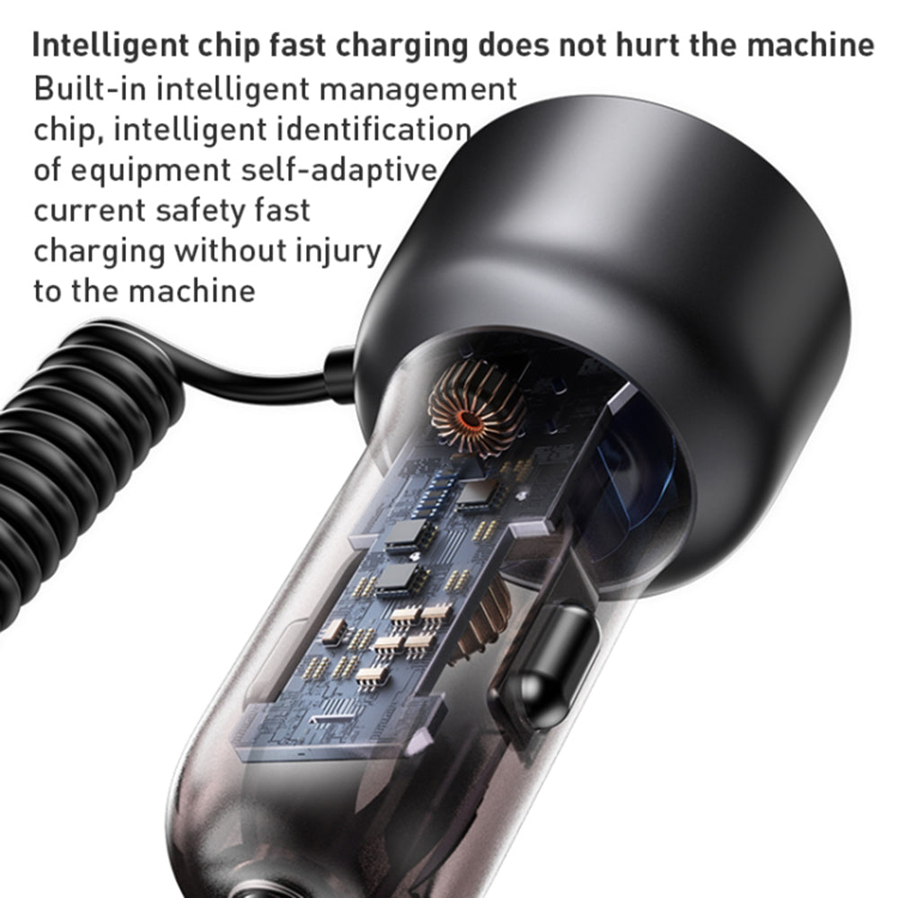 Chargeur de voiture avec câble USB-C / Lightning Yesido Y58 Display, 60W, 3A, 1 x USB-A - 1 x USB-C, Gris