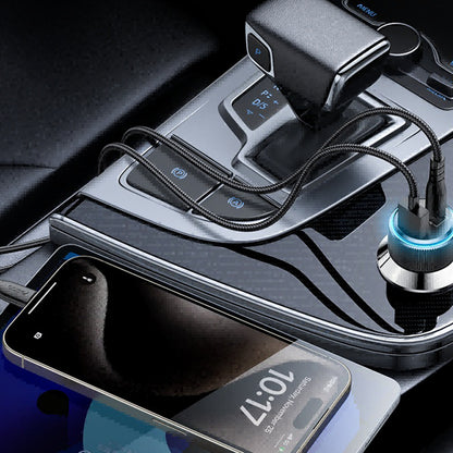 Chargeur de voiture avec câble Lightning Yesido Y60, 38W, 3A, 1 x USB-A - 2 x USB-C, Noir