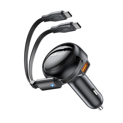 Acefast B13 Car Charger with USB-C Cable, 53W, 3A, 1 x USB-A, Black