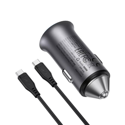 Chargeur Auto Avec Câble USB-C Acefast B16, 95W, 3.25A, 1 x USB-A - 1 x USB-C, Gris