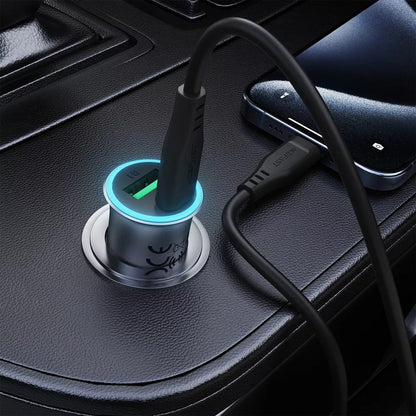 Chargeur Auto Avec Câble USB-C Acefast B16, 95W, 3.25A, 1 x USB-A - 1 x USB-C, Gris