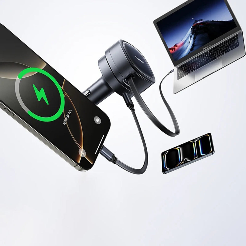 Caricabatterie Auto Con Cavo USB-C Baseus PrimeTrip VR1, 60W, 3A, 1 x USB-A - 1 x USB-C, Nero C00069001121-00