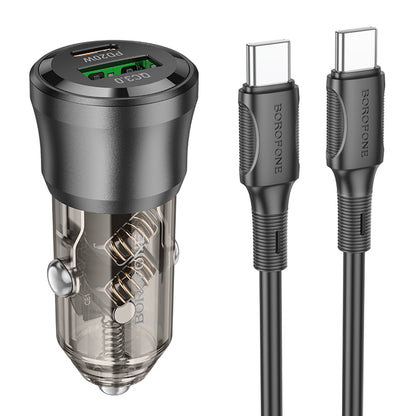 Auto-Ladegerät mit USB-C Kabel Borofone BZ25 Journey, 38W, 3A, 1 x USB-A - 1 x USB-C, Schwarz