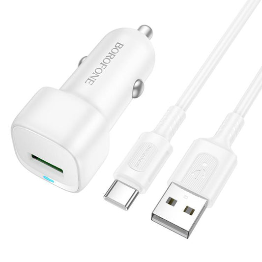 Auto-Ladegerät mit USB-C Kabel Borofone BZ34 Cloud, 18W, 3A, 1 x USB-A, Weiß