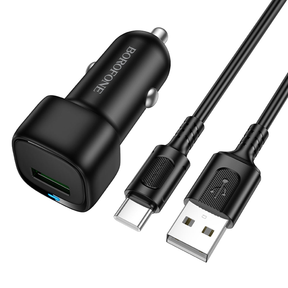 Auto-Ladegerät mit USB-C Kabel Borofone BZ34 Cloud, 18W, 3A, 1 x USB-A, Schwarz