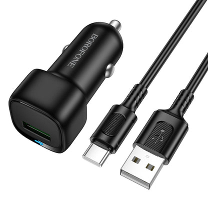 Auto-Ladegerät mit USB-C Kabel Borofone BZ34 Cloud, 18W, 3A, 1 x USB-A, Schwarz