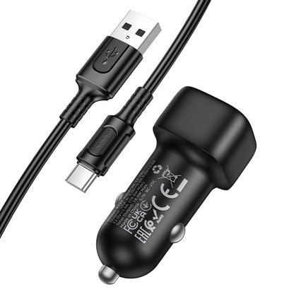 Auto-Ladegerät mit USB-C Kabel Borofone BZ34 Cloud, 18W, 3A, 1 x USB-A, Schwarz
