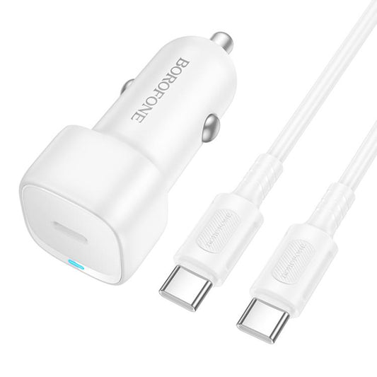 Auto-Ladegerät mit USB-C Kabel Borofone BZ34A Cloud, 20W, 3A, 1 x USB-C, Weiß