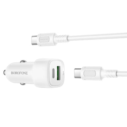 Chargeur de voiture avec câble USB-C Borofone BZ34B Cloud, 20W, 3A, 1 x USB-A - 1 x USB-C, Blanc