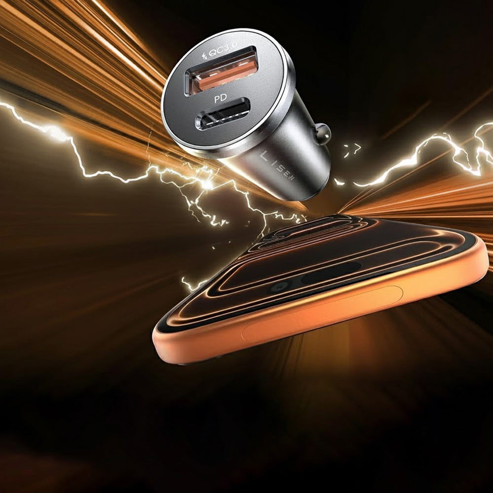 Caricabatterie Auto Con Cavo USB-C / Lightning Lisen, 48W, 3A, 1 x USB-A - 1 x USB-C, Nero YL0223080035