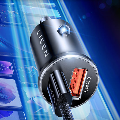 Lisen Car Charger with USB-C Cable, 83W, 3.25A, 1 x USB-A - 1 x USB-C, Silver YL0223110003