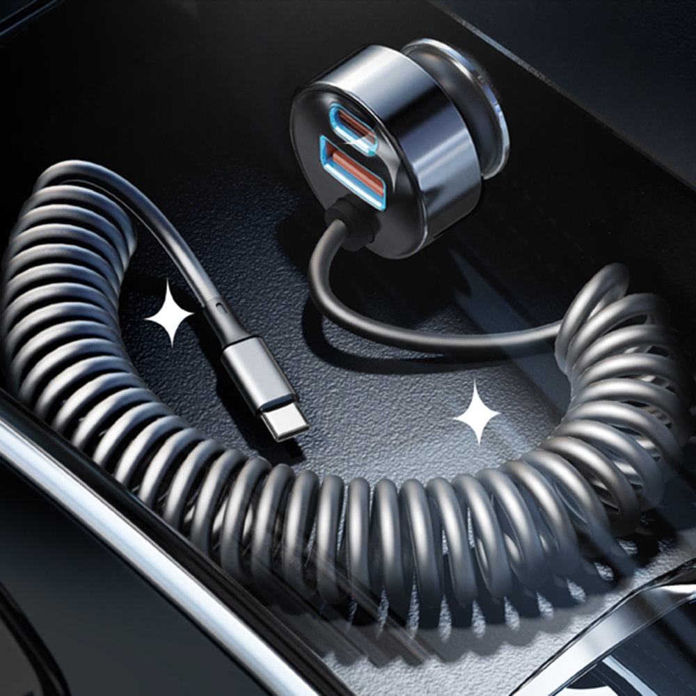 Chargeur de voiture avec câble USB-C Lisen, 90W, 3A, 1 x USB-A - 1 x USB-C, Noir YL0223120020