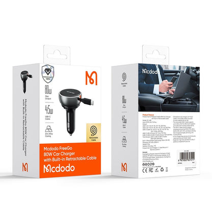 Auto-Ladegerät mit USB-C Kabel McDodo CC-4850, 80W, 3A, 1 x USB-A - 1 x USB-C, Schwarz