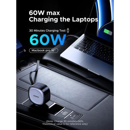 Chargeur de voiture avec câble USB-C UGREEN EC601, 75W, 3A, 1 x USB-A - 1 x USB-C, Gris